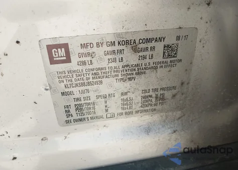 2018 Chevrolet Trax Ls из США, поврежденный, VIN KL7CJKSB8JB524939